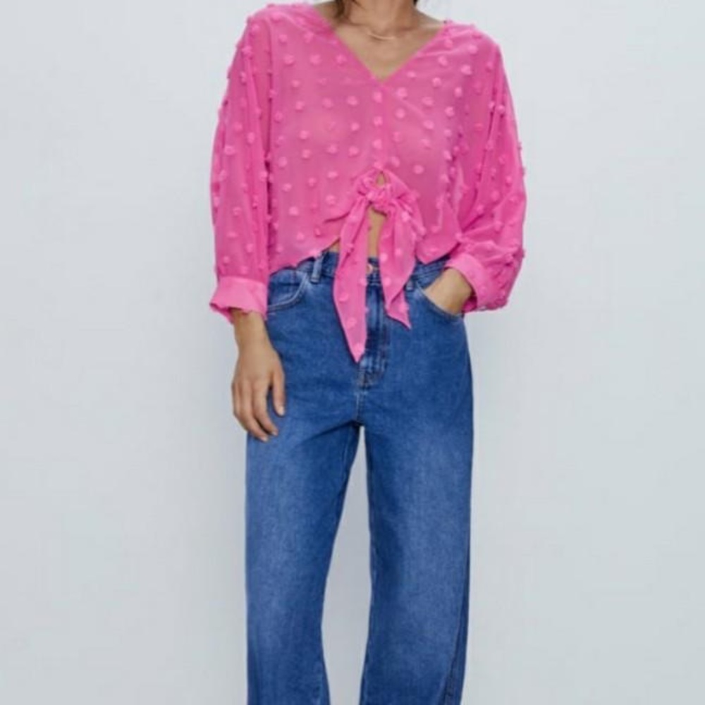 Zara blouse, sheer hot pink! Never worn